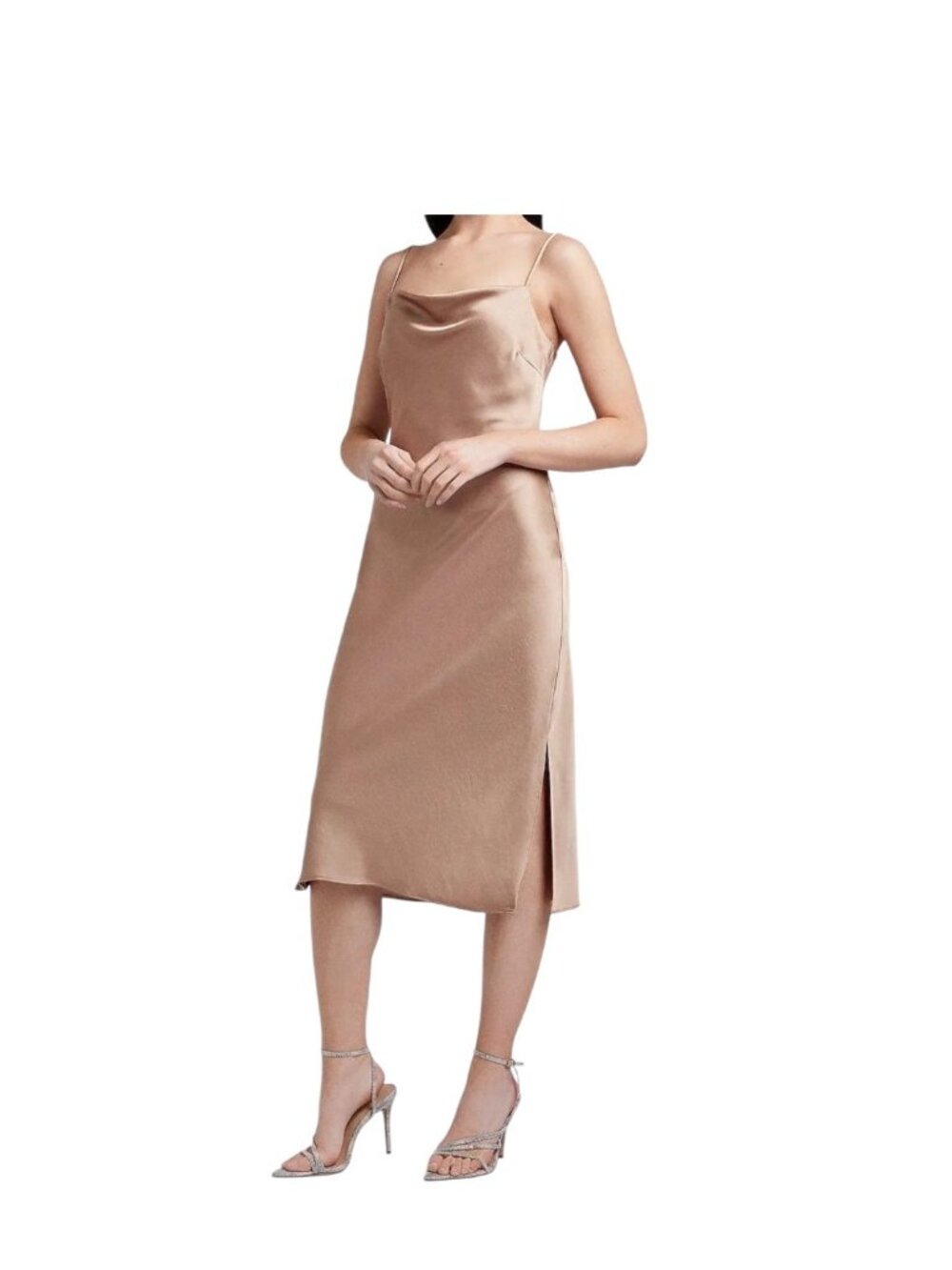 Express Cowl Neck Slip Dress Champagne Size XL Minimalist Cocktail Retro Y2K